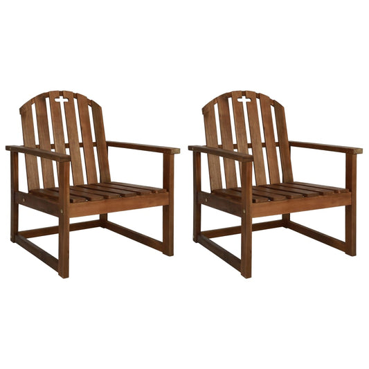 Solid Acacia Wood Garden Sofa Chairs, Set of 2 Outdoor Seating
