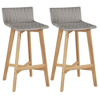 Solid Acacia Wood Bar Chairs Set of 2 - Elegant & Durable Design