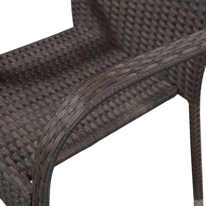 Brown Poly Rattan Stackable Outdoor Chairs - Set of 2