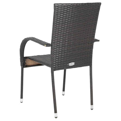 Brown Poly Rattan Stackable Outdoor Chairs - Set of 2
