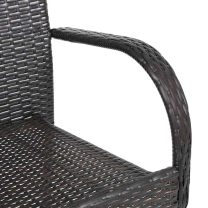 Brown Poly Rattan Stackable Outdoor Chairs - Set of 2