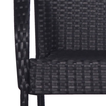 Set of 2 Black Poly Rattan Stackable Outdoor Chairs
