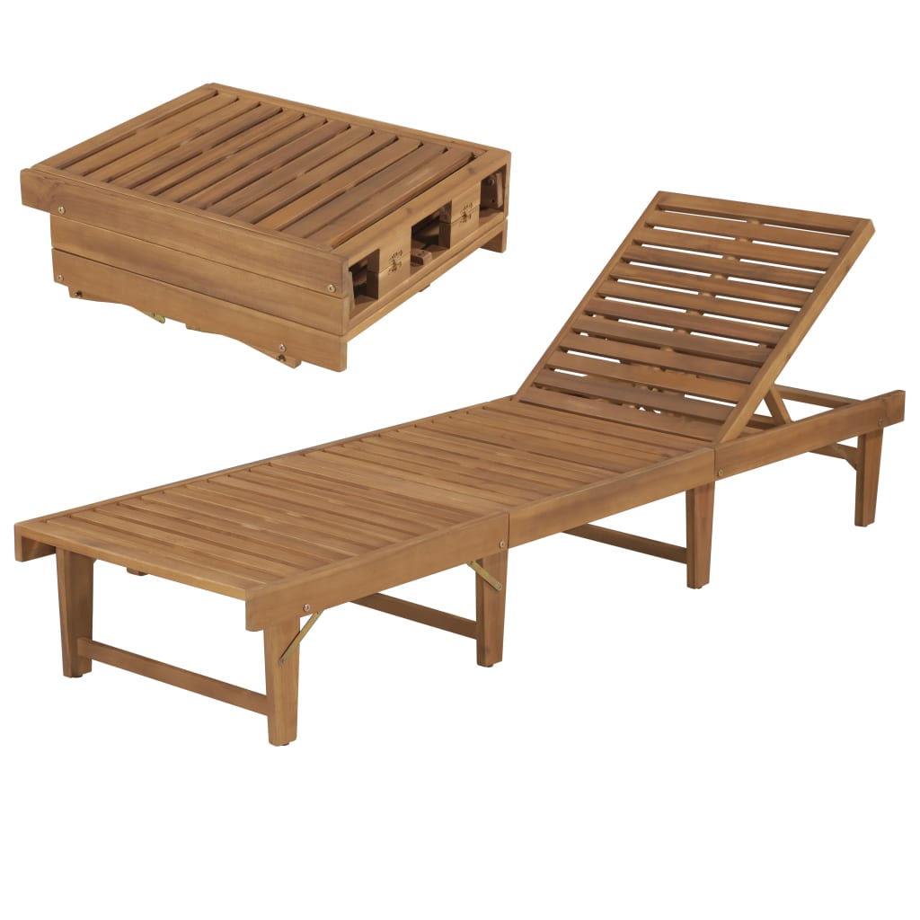 Solid Acacia Wood Folding Sun Lounger - Durable & Stylish