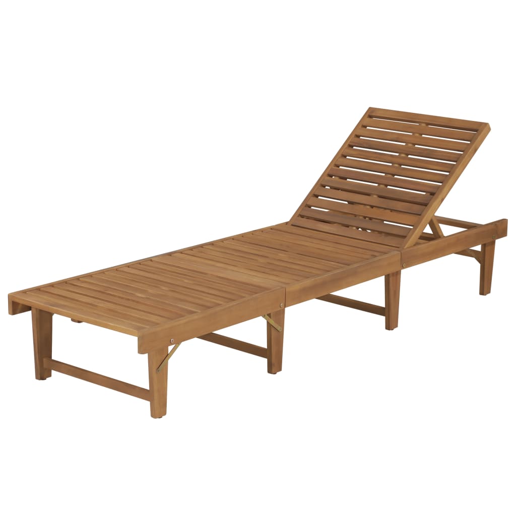 Solid Acacia Wood Folding Sun Lounger - Durable & Stylish