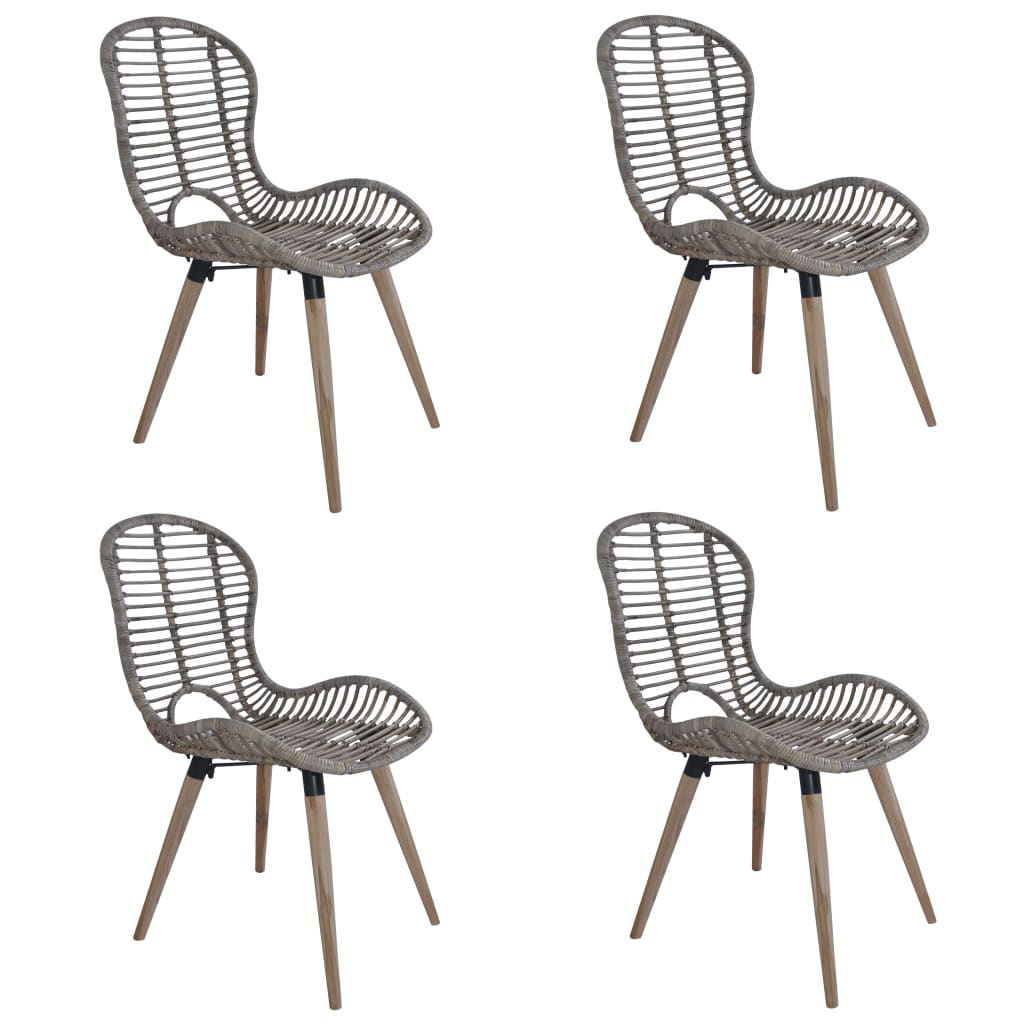 Set of 6 Natural Rattan Dining Chairs - Elegant & Sturdy