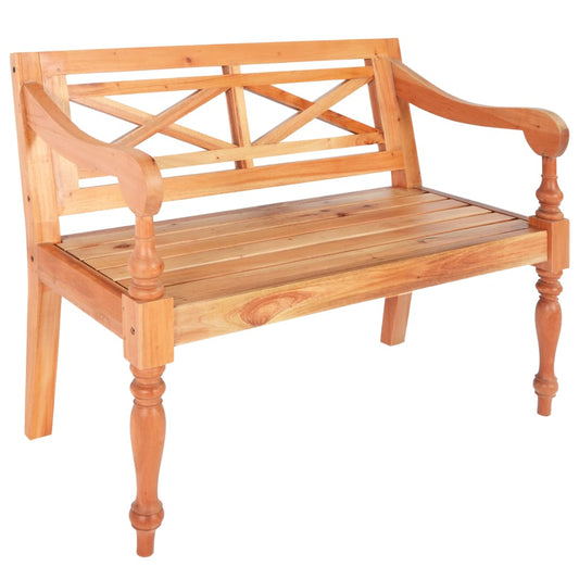 Solid Mahogany Batavia Bench, 98 cm - Light Brown Finish