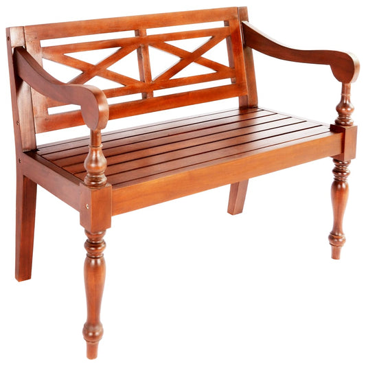 Solid Mahogany Batavia Bench - 98cm, Dark Brown Finish