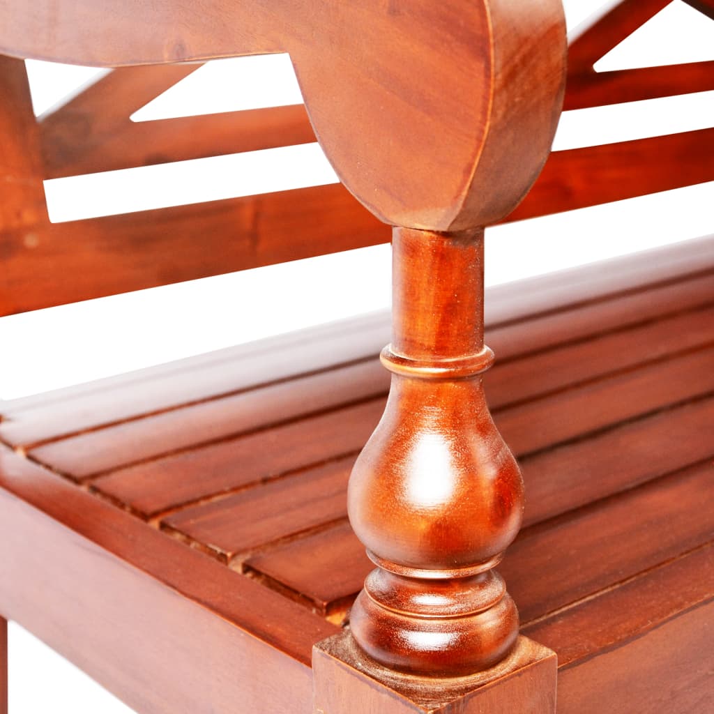 Solid Mahogany Batavia Bench - 98cm, Dark Brown Finish