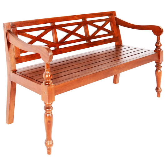 Elegant Batavia Bench 136cm - Solid Dark Brown Mahogany Wood