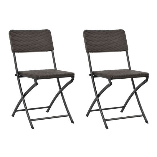 Brown Folding Garden Chairs 2 pcs - HDPE & Steel Durability