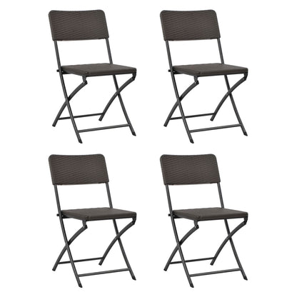 4-Piece Brown Folding Garden Chairs, HDPE & Steel Durable Design