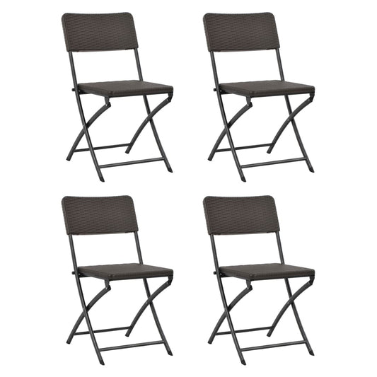 4-Piece Brown Folding Garden Chairs, HDPE & Steel Durable Design