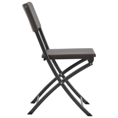 4-Piece Brown Folding Garden Chairs, HDPE & Steel Durable Design