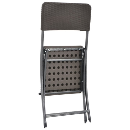 4-Piece Brown Folding Garden Chairs, HDPE & Steel Durable Design