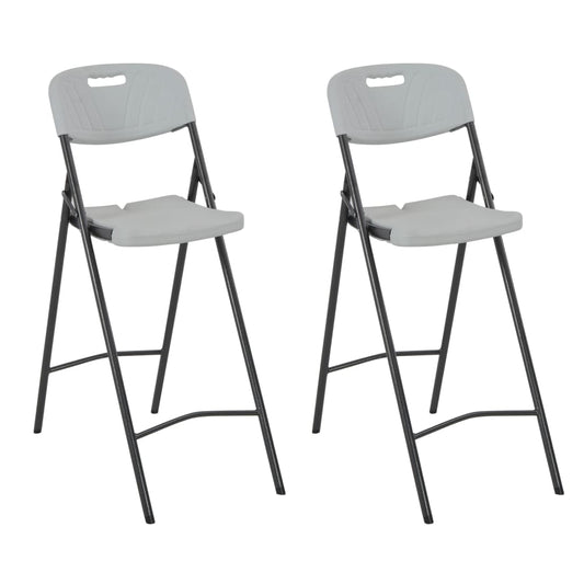 White HDPE & Steel Folding Bar Chairs - Set of 2