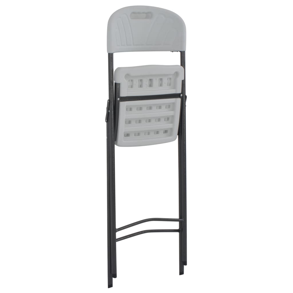 White HDPE & Steel Folding Bar Chairs - Set of 2