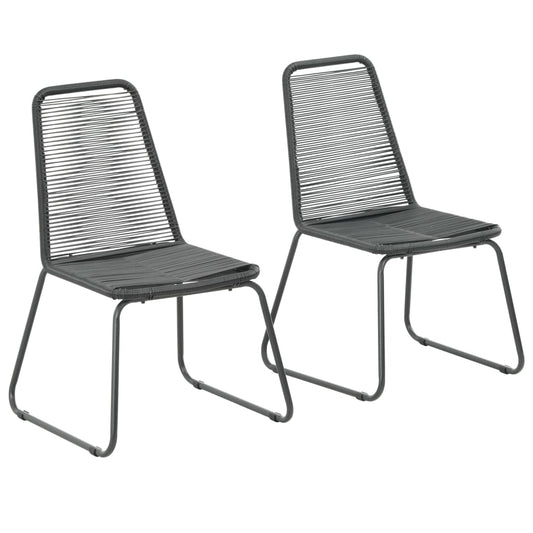 Elegant Black Poly Rattan Outdoor Chairs Set - 2 Pieces