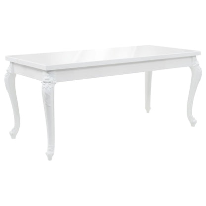 High Gloss White Dining Table, 179x89x81 cm, Modern Elegance