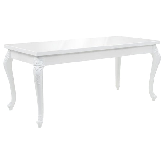 High Gloss White Dining Table, 179x89x81 cm, Modern Elegance