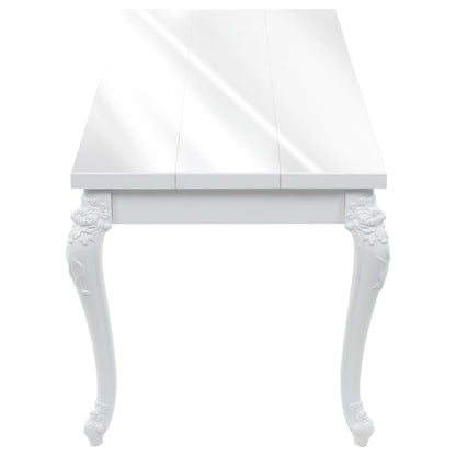 High Gloss White Dining Table, 179x89x81 cm, Modern Elegance