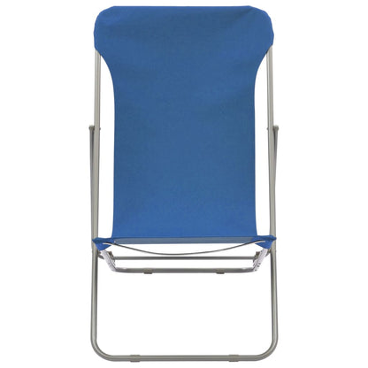 Set of 2 Blue Folding Beach Chairs - Steel & Oxford Fabric