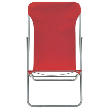 Durable Red Folding Beach Chairs (Set of 2) - Steel & Oxford Fabric