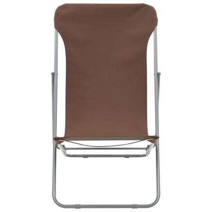 Brown Folding Beach Chairs Set of 2 - Steel & Oxford Fabric
