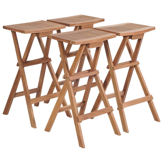 4-Piece Solid Teak Wood Folding Bar Stools Set