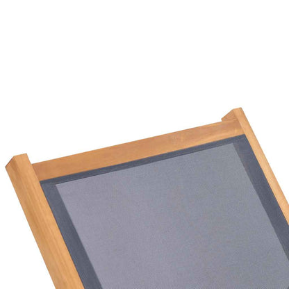 Teak Folding Sun Lounger with Wheels - Textilene Fabric