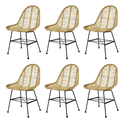 Set of 2 Natural Rattan Dining Chairs - Elegant & Sturdy