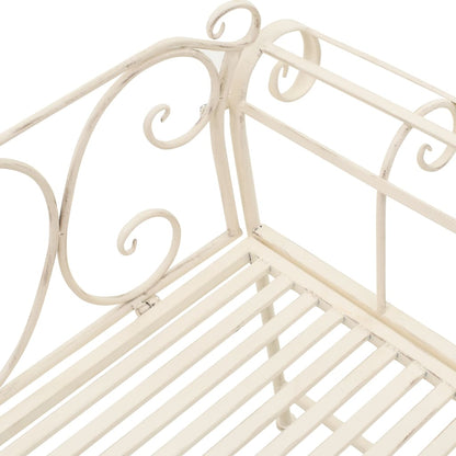 Antique White Metal Garden Bench - 132 cm Durable Elegance