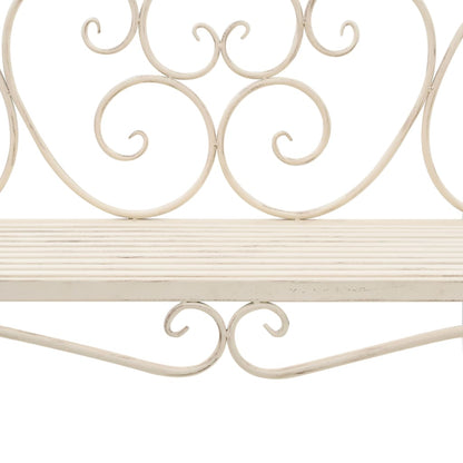 Antique White Metal Garden Bench - 132 cm Durable Elegance