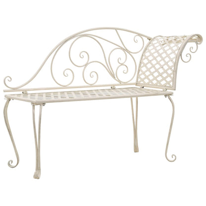 Antique White Metal Garden Chaise Lounge - 128 cm Relaxation