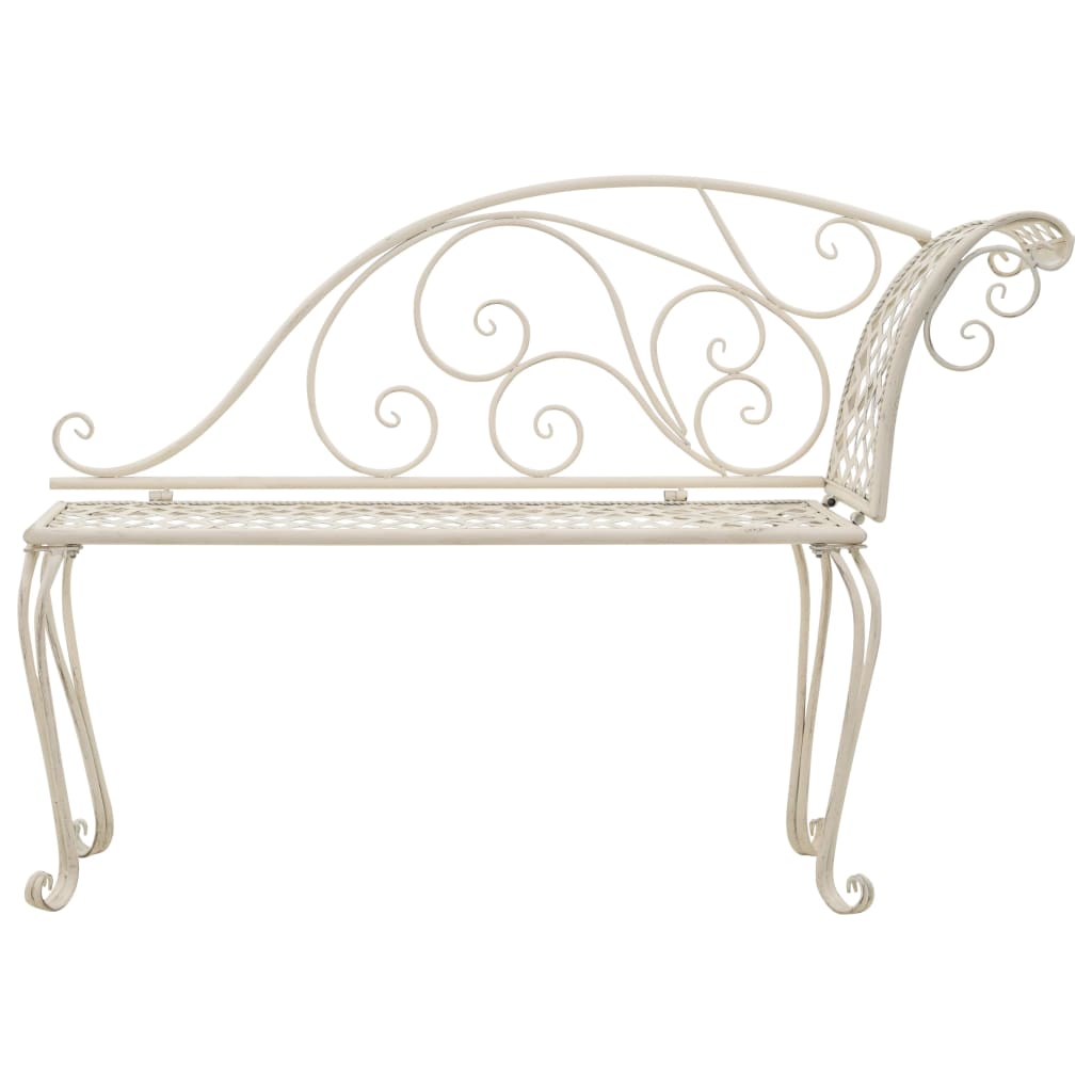 Antique White Metal Garden Chaise Lounge - 128 cm Relaxation