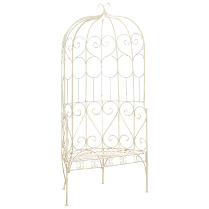 Antique White Iron Garden Bench 95 cm - Elegant Outdoor Seating
