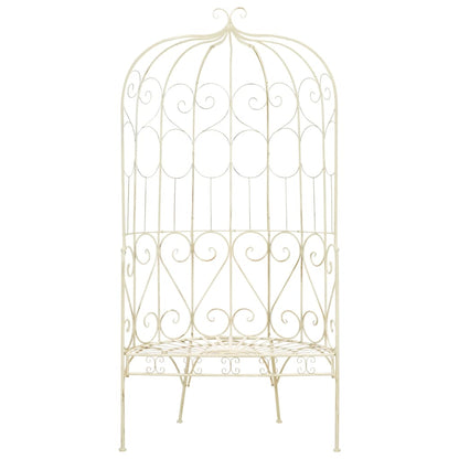 Antique White Iron Garden Bench 95 cm - Elegant Outdoor Seating