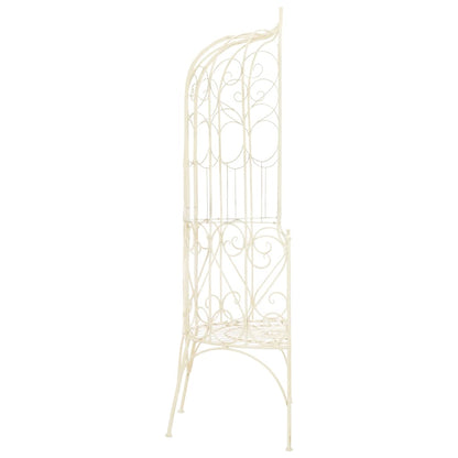 Antique White Iron Garden Bench 95 cm - Elegant Outdoor Seating