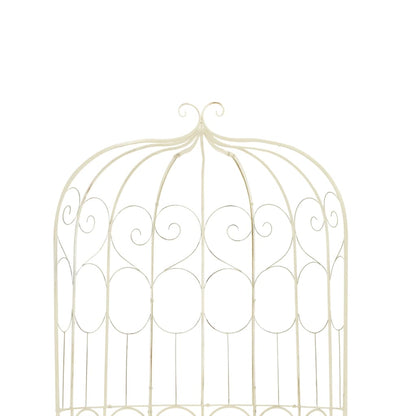 Antique White Iron Garden Bench 95 cm - Elegant Outdoor Seating