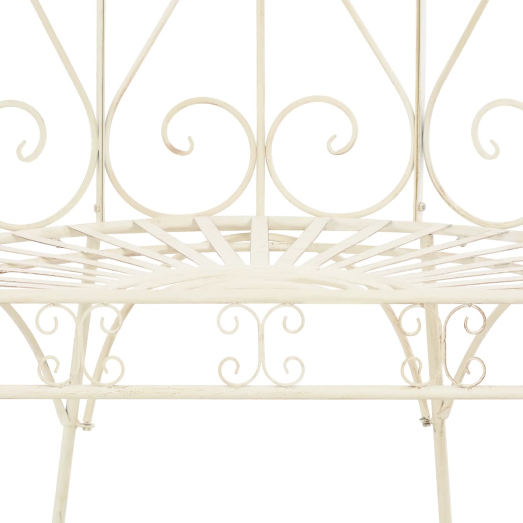 Antique White Iron Garden Bench 95 cm - Elegant Outdoor Seating