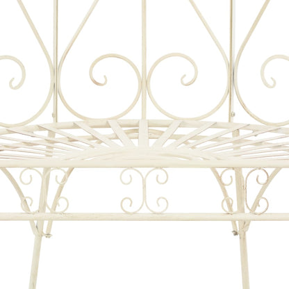 Antique White Iron Garden Bench 95 cm - Elegant Outdoor Seating