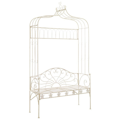 Antique White 122 cm Iron Garden Bench - Elegant & Durable