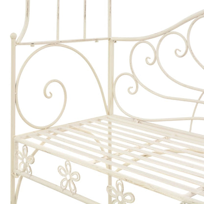 Antique White 122 cm Iron Garden Bench - Elegant & Durable