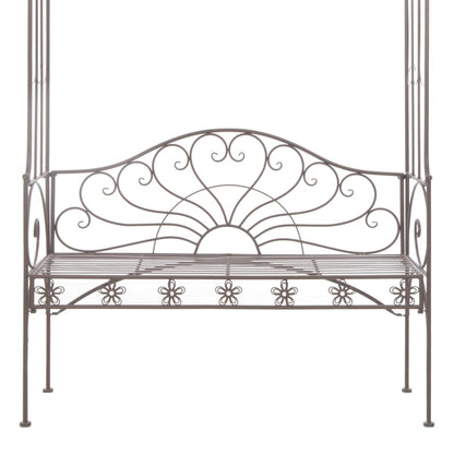 Antique Brown Iron Garden Bench 122 cm - Classic Outdoor Seating