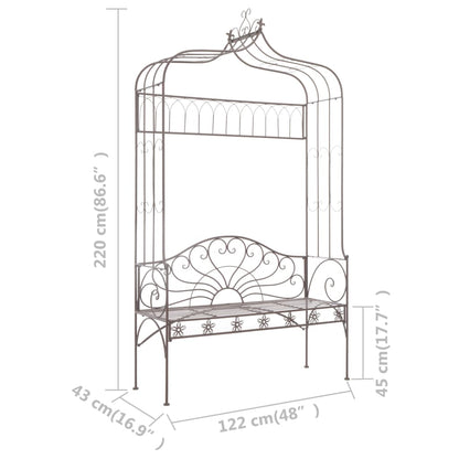 Antique Brown Iron Garden Bench 122 cm - Classic Outdoor Seating