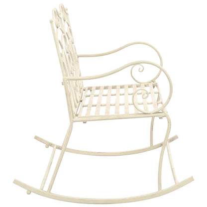 Antique White Iron Garden Bench - 104 cm Patio Seating