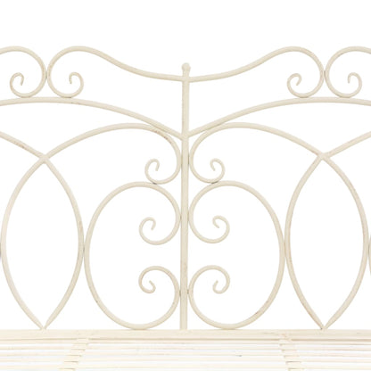 Antique White Iron Garden Bench - 104 cm Patio Seating