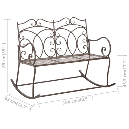 Antique Brown Iron Garden Bench - 104 cm Vintage Charm