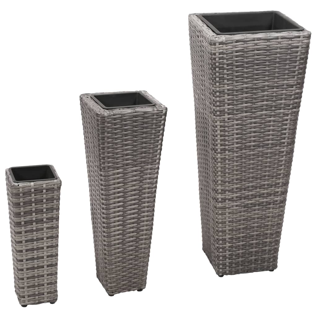 3-Piece Poly Rattan Raised Garden Beds Set - Durable & Stylish