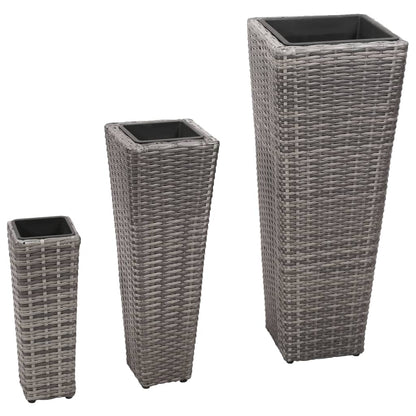 3-Piece Poly Rattan Raised Garden Beds Set - Durable & Stylish