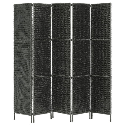 Stylish Black 5-Panel Room Divider 193x160cm, Water Hyacinth